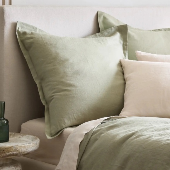 Quince Other - QUINCE European Linen Euro Shams Set Of 2 Willowleaf 3156